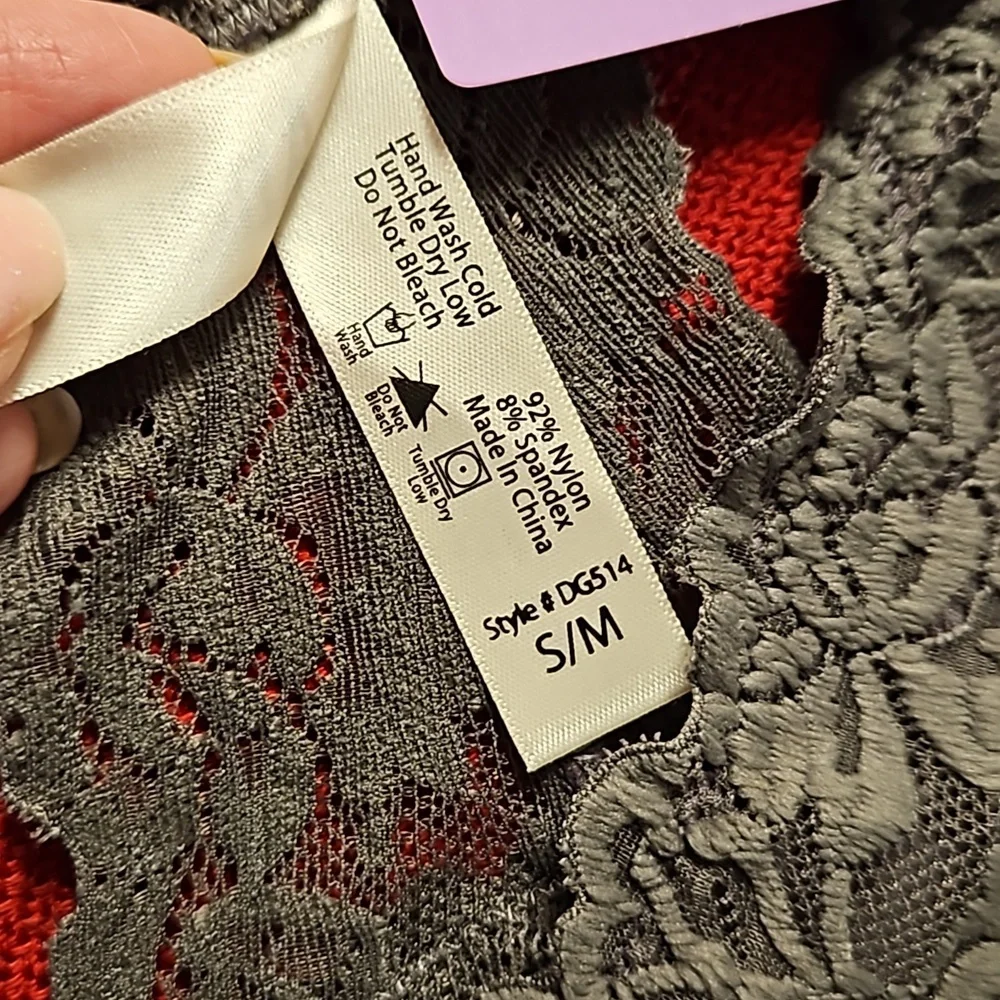 ANEMONE gray floral graphic lace  stretch t back bra S/M M/L NWT - Picture 5 of 8